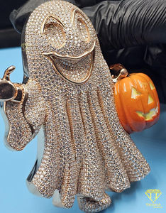 Pendentif fantôme citrouille Halloween glacé, breloque diamant hip-hop personnalisée, pendentif fantôme de dessin animé tendance - Product Image 6