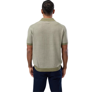 Polo en tricot rayé pour homme, manches courtes, coton premium texturé, bordure contrastante, coupe ajustée, décontracté, élégant, pour l'été, vente en gros - Product Image 5