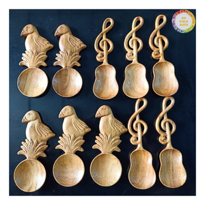 Cuchara de madera con forma de hoja de helecho, cucharas grabadas personalizadas y envoltorio de regalo personalizado, cuchara de madera con forma de hoja de helecho - Product Image 3