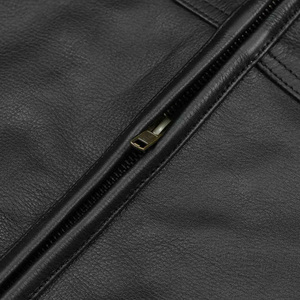Chaleco de Motociclista de Cuero Genuino Negro para Hombre 2026, Cuello Redondo, Cierre de Cremallera, Chaleco de Cuero Premium sin Mangas para Motociclista - Product Image 4