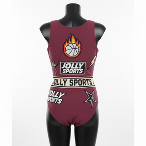 Maillot de bain femme en tissu extensible polyester élasthanne 200 GSM, motif graphique bordeaux, design logo personnalisé - Product Image 6