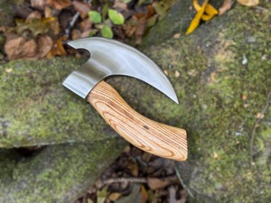 Hacha de acero al carbono hecha a mano con mango de madera, mini hacha, cortador de pizza, para uso en exteriores - Product Image 2