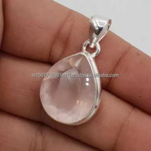 จี้หินควอตซ์รูปกุหลาบทำมือเครื่องประดับ925ชุบเงินแท้จี้พลังงานของขวัญครบรอบ - Product Image 4