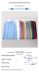 เสื้อฮู้ดผ้าเทอร์รี่คอตตอน 300 กรัม ราคาโรงงานบังกลาเทศจีน ทรงหลวม ไหล่ตก สำหรับผู้ชายและผู้หญิง ขายส่ง - Product Image 3
