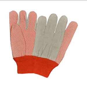 ถุงมือผ้าฝ้ายลายจุดสีแดงพีวีซีขนาด8ออนซ์สำหรับเจาะข้อมือถักกริปพรีเมียมและความปลอดภัยในการทำงานทั่วไป - Product Image 3