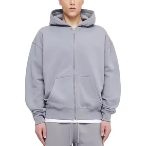 Sudadera con capucha con cremallera personalizada para hombre de gran calidad puro 100% algodón francés Terry sudadera recortada en blanco - Product Image 4