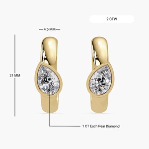 Pendientes de Aro de Lujo en Oro Blanco de 14K con Diamantes Cultivados en Laboratorio, Corte Pera, 2 Ct, Engaste de Bisel, 20mm, Regalo de Boda, Joyería Elegante para Mujer - Product Image 6