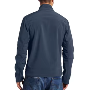 Men_s Stand Collar Softshell Golf Jacket with Zipper Closure Varsity Style <b>Plain</b> Dyed OEM Service Available - Product Image 2