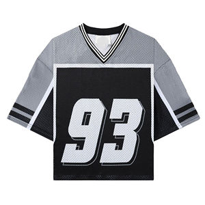 Unisex Oversized Boxy V-Neck <b>Reflective</b> Stripe 100% Polyester Anti-Bacterial Seamless Sublimated Print Soccer Jersey Mesh OEM - Product Image 5