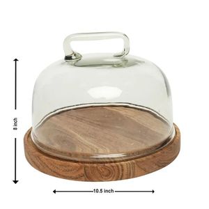 Support à gâteau rond en bois et acrylique, écologique, fait main, réutilisable, non toxique, avec couvercle en acrylique par Curio Craft - Product Image 3