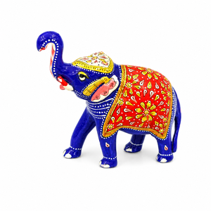 Handcrafted Traditional Metal Meenakari <b>Elephant</b> Figurine | Eco-Friendly Blue Indian Statue for Home Decor & <b>Gifting</b> - Product Image 2