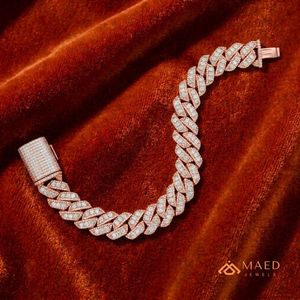 Pulsera de eslabones cubanos de moissanita en oro rosa estilo Miami, pulsera de cadena de lujo con incrustaciones de circonitas para hombre y mujer, regalo. - Product Image 2