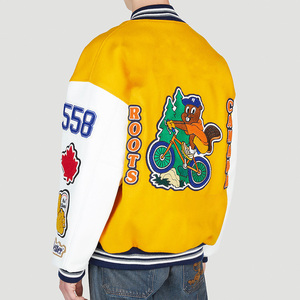 Casual High School 2026 <b>Men's</b> Customized Varsity <b>Jacket</b> with <b>Leather</b> Sleeves Canvas Fabric Stand Collar-Wholesale For <b>Men</b> - Product Image 4