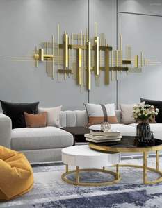 Décoration murale en métal de grande taille pour salon avec un design élégant et un attrait visuel saisissant - Product Image 1