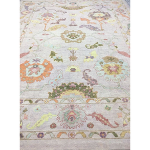 Handmade Antique-Style Wool Carpet Soft Pastel Oushak <b>Rustic</b> Anatolian Accent Mat Deep Teal Medallion Low-Pile <b>Rug</b> - Product Image 4