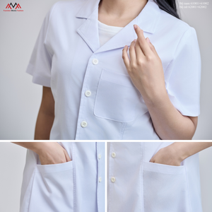 Proveedor de VN, bata de laboratorio médico, uniforme Médico Dental, manga corta moderna con logotipo para hombres/mujeres/Unisex, uniforme FMF en VN - Product Image 4