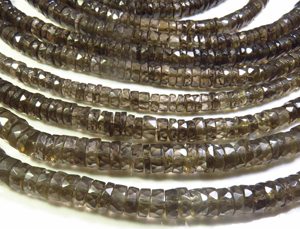 Cuentas Facetadas de Cuarzo Ahumado de Alta Calidad, Forma Heishi, Color Marrón Natural, 6mm, 16 Pulgadas, Cuentas de Rueda Ahumadas - Product Image 2