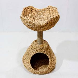 Natural Water Hyacinth Cotton Filled <b>Cat</b> <b>Tree</b> Tower Condo <b>Scratching</b> <b>Post</b> Eco-friendly Durable Indoor Use Pet Cage - Product Image 1