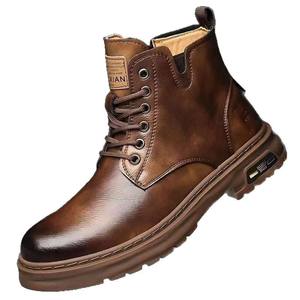 Botas para Hombre, Otoño Invierno, Nueva Colección, Talla Grande, Sin Cordones, Parte Superior de PU, Suela de Goma, Casuales para Exteriores, Costuras Hechas a Mano - Product Image 6
