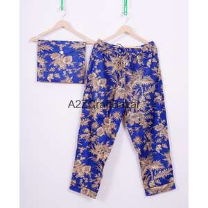 Ensemble de pyjama décontracté pour femmes imprimé sur mesure, à fleurs, 100% coton, avec taille élastique et manches longues, pour l'automne/le printemps/l'été - Product Image 4