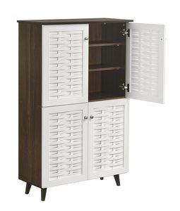 Engineered Wood Shoe <b>Rack</b> with Wooden Legs (Walnut and White, Matte Finish) - Product Image 1