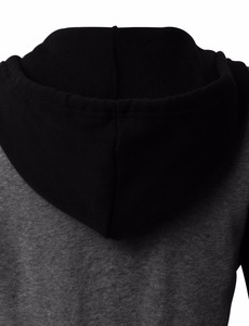 Sweat-shirt unisexe à capuche zippé, coupe ajustée, manches longues, décontracté, pour l'automne, noir, gris, couleur unie, tricoté en molleton bouclette - Product Image 5