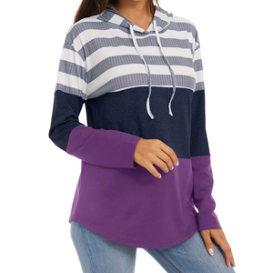 Sweat-shirt à capuche en tissu éponge brodé pour femme, manches longues, tricot asymétrique, vêtements décontractés d'automne - Product Image 5