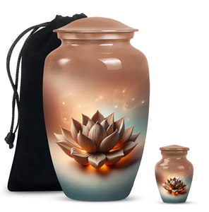 Metal Lotus Cremation Urn <b>Memorial</b> <b>Keepsake</b> Ashes Casket Customizable Home Remembrance Gift Wholesale supply - Product Image 2