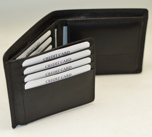 Men Genuine Leather Slim Fold <b>Wallet</b> Minimalist Design Black Color Daily Use Credit Card Holder RFID Blocking Id Window - Product Image 5