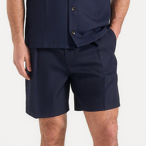Pantalones Cortos Bermuda Azul Marino para Hombre, Cintura Media, Cierre Elástico, Color Sólido, Tela Oxford, Estilo Casual, Material de Algodón Transpirable - Product Image 3