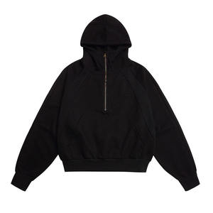 Sweat-shirt à capuche épais pour homme, demi-zip, avec poche kangourou, décontracté, pour l'hiver, personnalisable avec broderie - Product Image 3