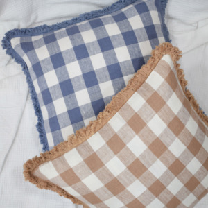 Funda de Almohada de Lino 100% Puro con Diseño a Cuadros, Funda de Cojín con Flecos, Decoración Rústica para el Hogar, Fabricante, Proveedor OEM y ODM - Product Image 5
