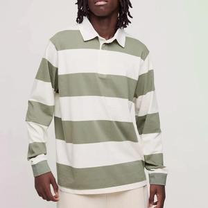 Camisetas de rugby para hombre de alta calidad con logotipo bordado en la parte delantera, personalizables, de tela, manga larga, a rayas, tipo polo, para entrenamiento. - Product Image 3