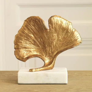 Statue de feuille de Ginkgo en aluminium argenté, sculpture moderne pour table, décoration de la maison, ornement de salon, table de bureau, cadeau d'anniversaire - Product Image 3