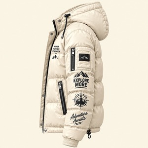 Men's Hooded Down Bomber Jacket <b>Lightweight</b> Padded Outerwear Zip Up Casual Winter <b>Coat</b> - Product Image 3
