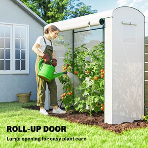 Mini Invernadero Portátil de 78.7'' x 29.5'' x 74'' Blanco con Puerta Enrollable y 2 Ventanas de Malla, Cubierta de PE para Cultivo en Interiores - Product Image 6