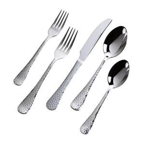 Ensemble de couverts en acier inoxydable de luxe durable au design vintage, avec poignée spirale unique, en métal forgé, finition argentée moderne - Product Image 2