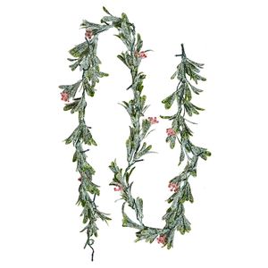 Ghirlanda Natalizia Realistica da Interno 6.6 FT, Decorata con Foglie d'Ulivo, Bacche e Luci, in PVC Sempreverde - Product Image 2