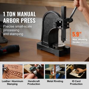 Prensa Manual de Alta Resistencia de 1 Tonelada, Altura Máxima de 5.9 Pulgadas, Prensa Manual de Precisión de Hierro Fundido, Máquina Remachadora de 5.9 Pulgadas - Product Image 1