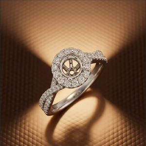 Round Centre Diamond Engagement Ring 18k Solid White Gold Real Diamond Fine Jewellery Semi Mount With GIA Certificate in Wedding - Product Image 1
