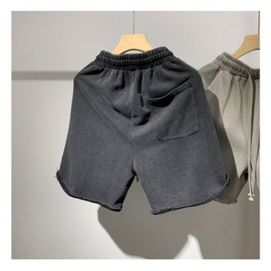 Men's Hip Hop Style Flock Print Garment Dyed Cotton Shorts Drawstring Mid Waist Breathable Anti-UV Summer Sweat Shorts Pockets - Product Image 6