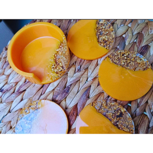 Posavasos de resina hechos a mano con purpurina Horizon, elegante vajilla brillante, elegante decoración de mesa moderna, conjunto de accesorios de resina artística - Product Image 1