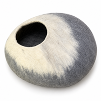 Lit pour chat en feutre de laine rond, motif uni, doux, pour l'intérieur, lavable à la main, écologique, en laine de mouton biologique
