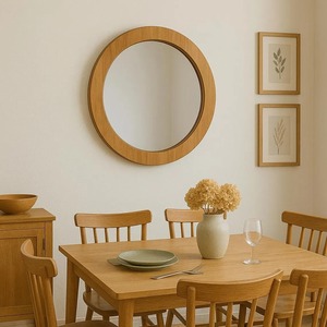 Custom Hotel Apartment Hallway Bone Inlay <b>Irregular</b> Unique Shape Wooden Wall Hanging <b>Mirror</b> - Product Image 1