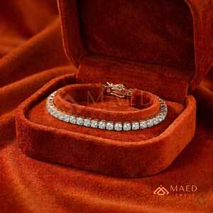 สร้อยข้อมือเทนนิสโมอิสซาไนต์ทรงกลมชุบทองคำสีกุหลาบสำหรับผู้หญิงเบเวอร์ลี่ฮิลส์ของขวัญเครื่องประดับแฟชั่นสุดหรู - Product Image 3