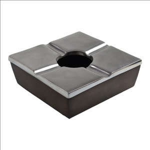 Vented metal <b>ashtray</b> with airflow slots durable shell and secure footing ideal for patios gardens and open air seating - Product Image 2