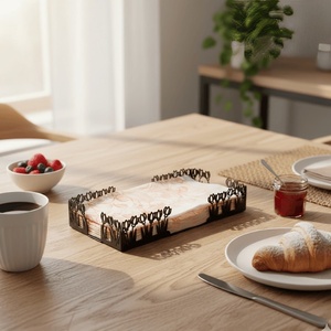 Moderno Porta Servilletas de Metal Negro con Silueta de Cuchara y Tenedor Cruzados, Soporte para Papel de Cocina, Organizador para Mesa de Comedor - Product Image 2