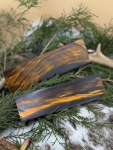 Plaques de corne de buffle teintée jaune miel pour manche de couteau, matériau exotique - Product Image 5