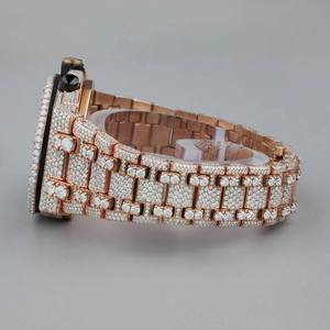 Bijoux noirs de l'océan A.P. Montre de luxe 3 crones style unique en acier inoxydable bicolore, sertie de diamants Moissanite, mouvement à quartz, style Hip-Hop - Product Image 4