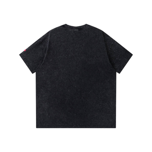 เสื้อยืดผู้ชายสไตล์วินเทจทรงโอเวอร์ไซส์ ผ้าคอตตอนฟอกสีแบบแอซิดวอช สตรีทแวร์สไตล์อเมริกัน เนื้อผ้าหนา ใส่สบาย แฟชั่นลำลอง - Product Image 1
